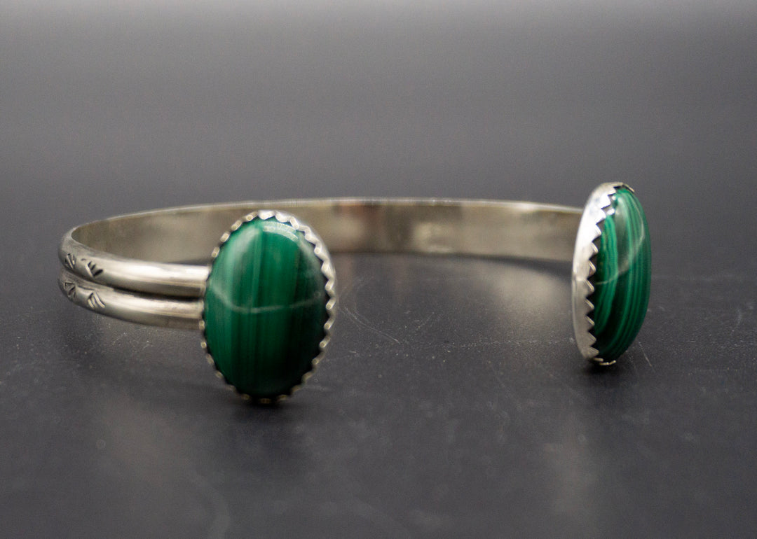 "Silver and Malachite Bracelet"