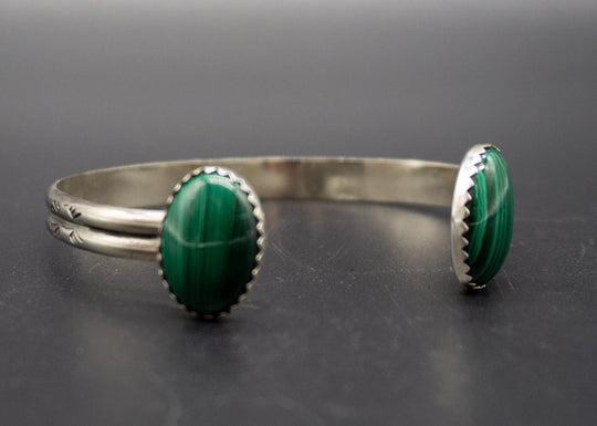 "Silver and Malachite Bracelet"