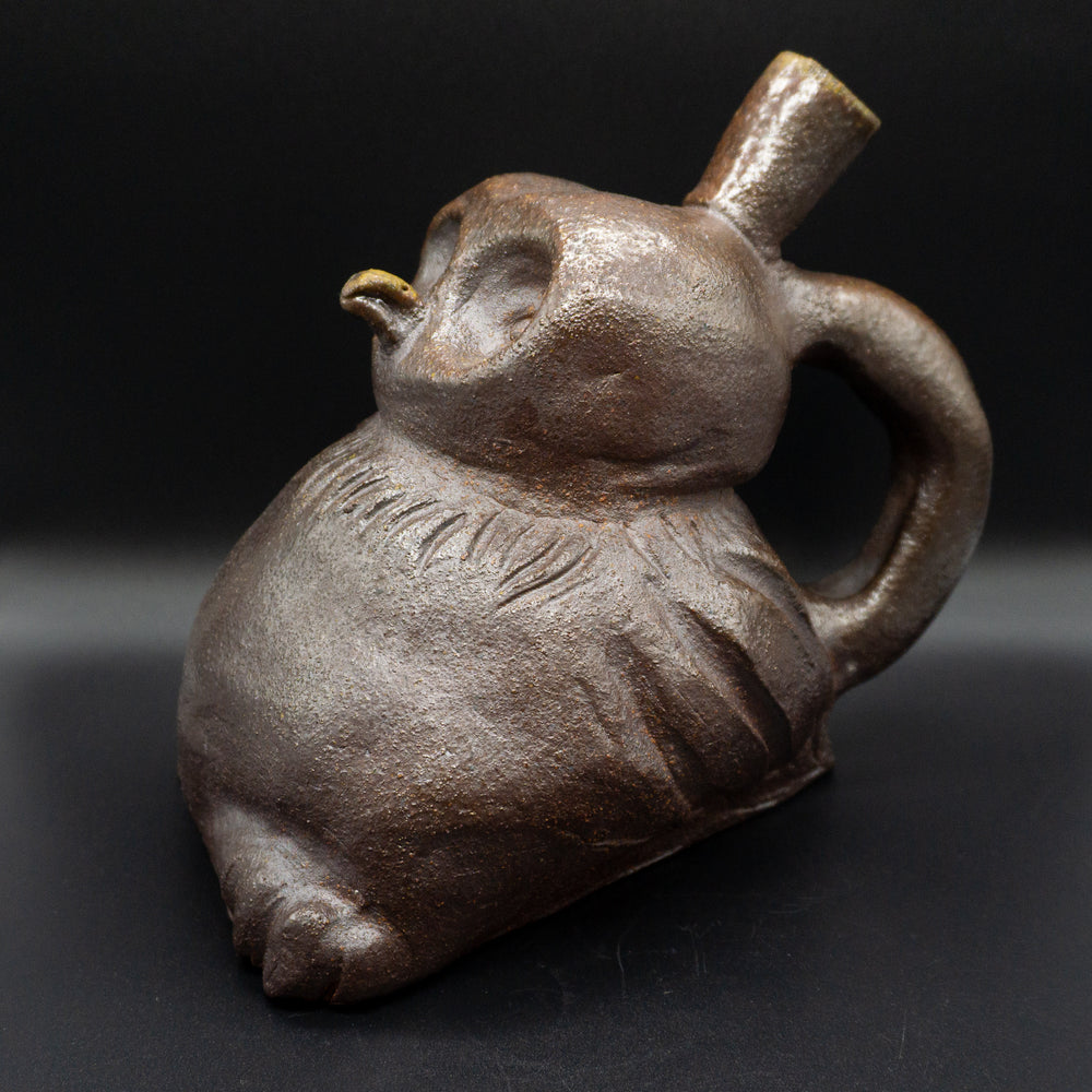 "Pre-Columbian Inspired Owl Stirrup Pot"